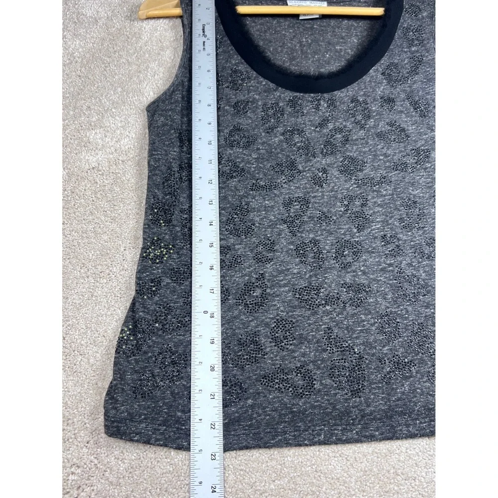 Alberto Makali Tank Top Gray Embellished Sleeveless Casual Blouse‎ M Whimsygoth
